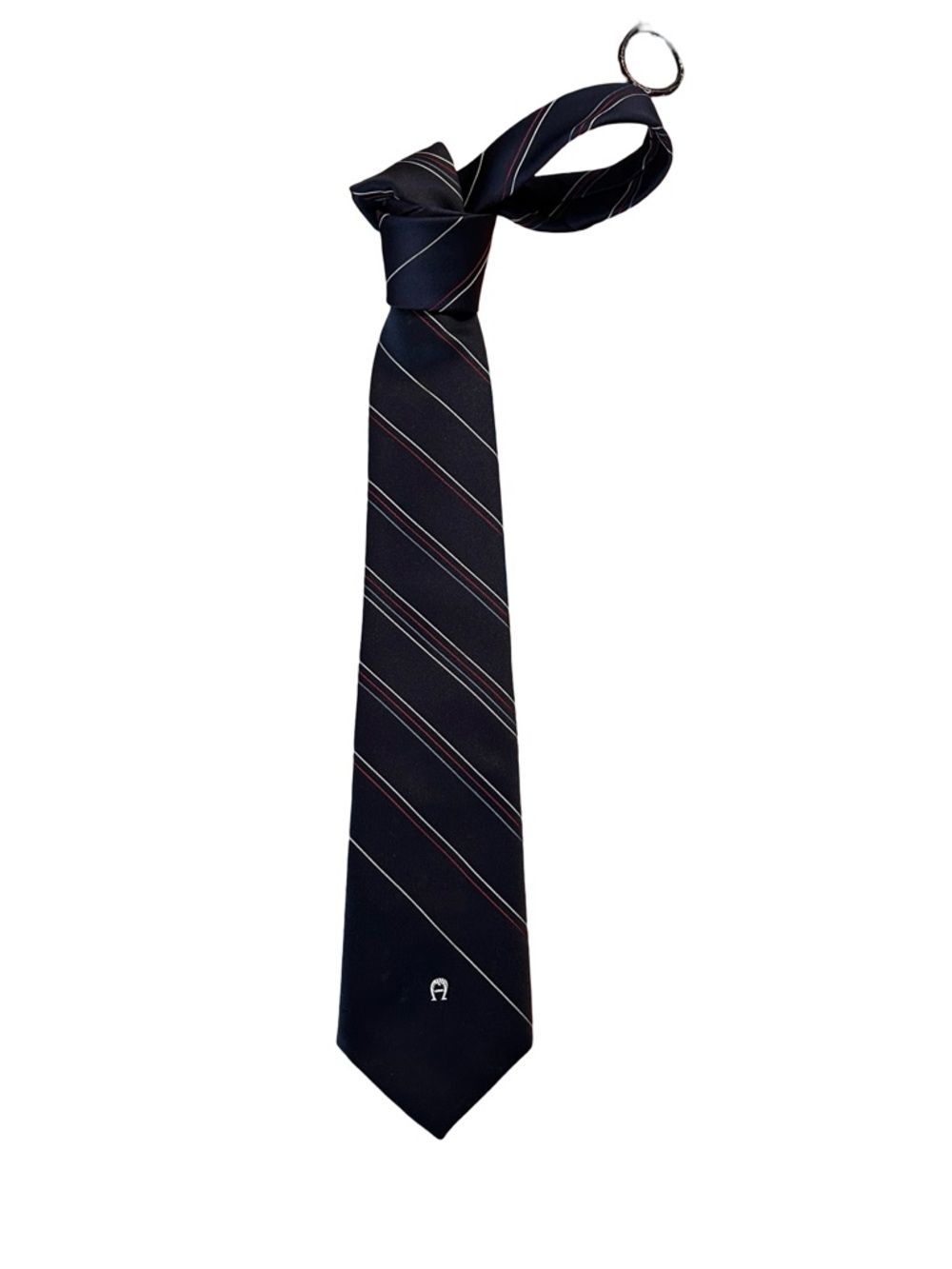 Etienne Aigner Tie Red White Blue Diagonal Stripe Mens Preppy Necktie Vintage
